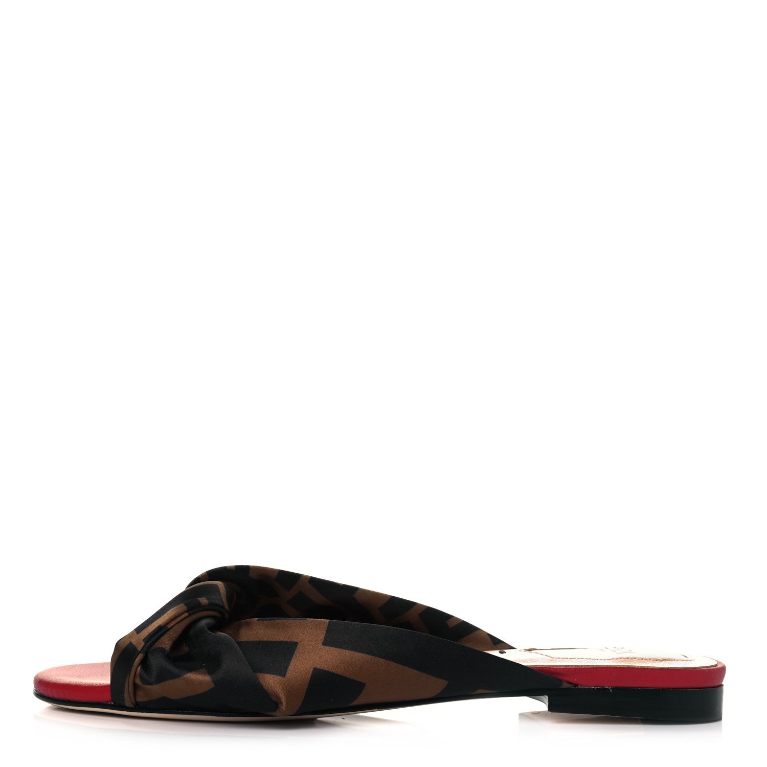 Fendi Silk FF Twist Flat Mules 37 Tobacco 1 of 7