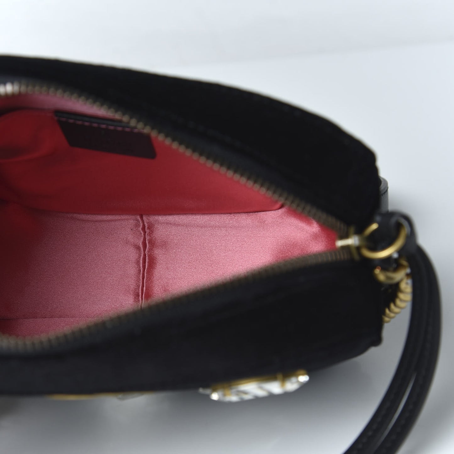 Velvet Matelasse Marquise Crystals Mini GG Marmont Chain Shoulder Bag Black