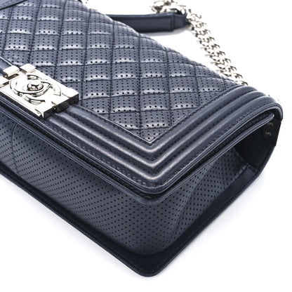 Chanel Lambskin Perforated Medium Boy Flap Navy 11 of 11