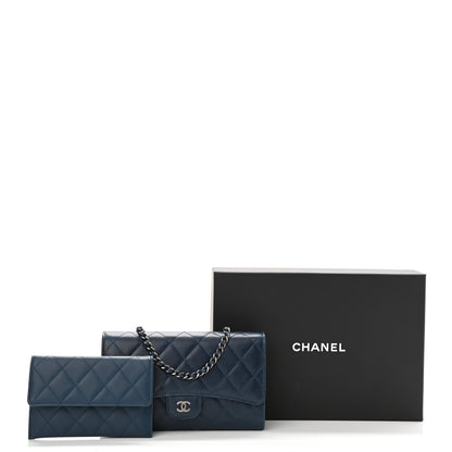 Chanel Caviar Quilted Wallet on Removable Chain Navy 11 of 11