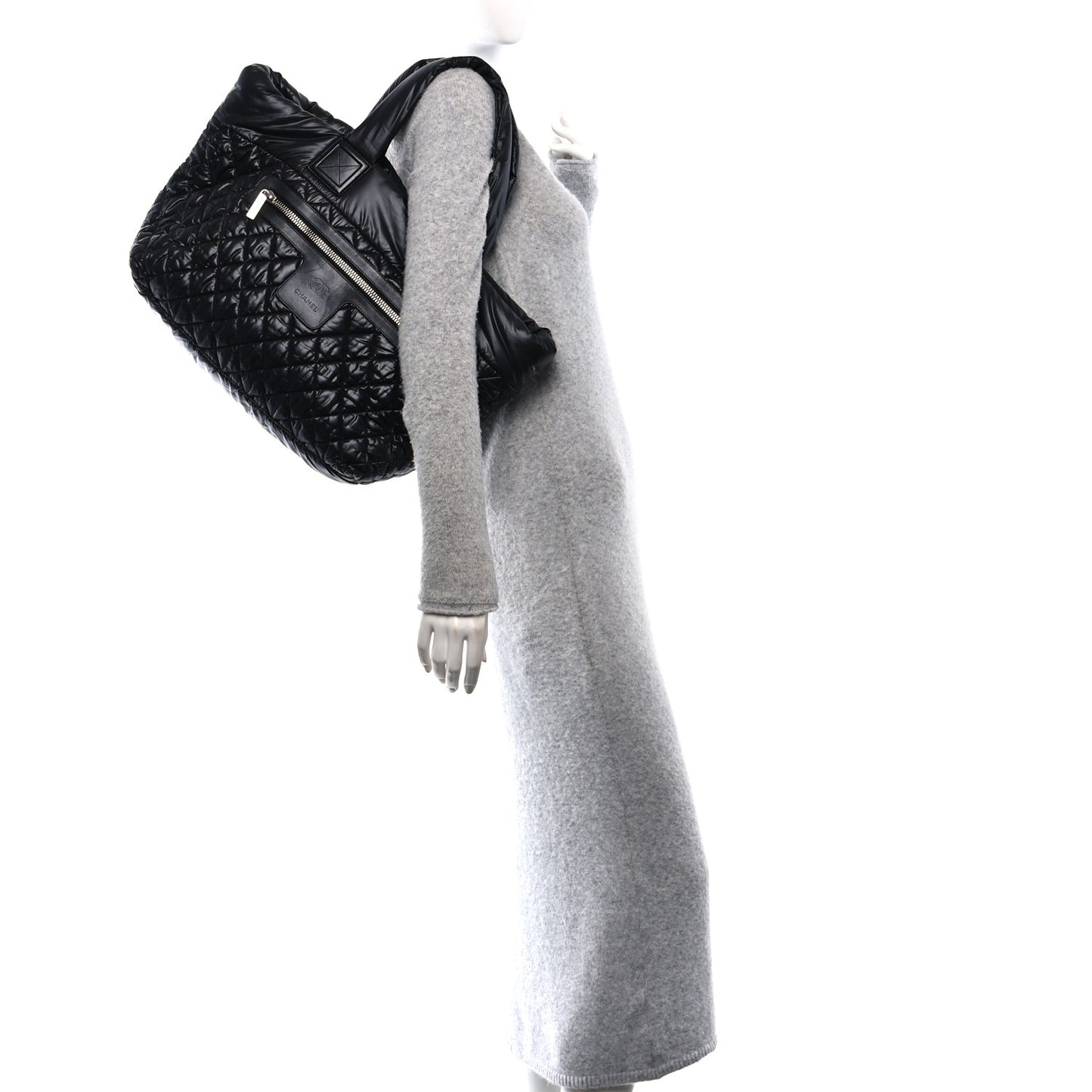 Nylon Quilted Large Coco Cocoon Tote Black