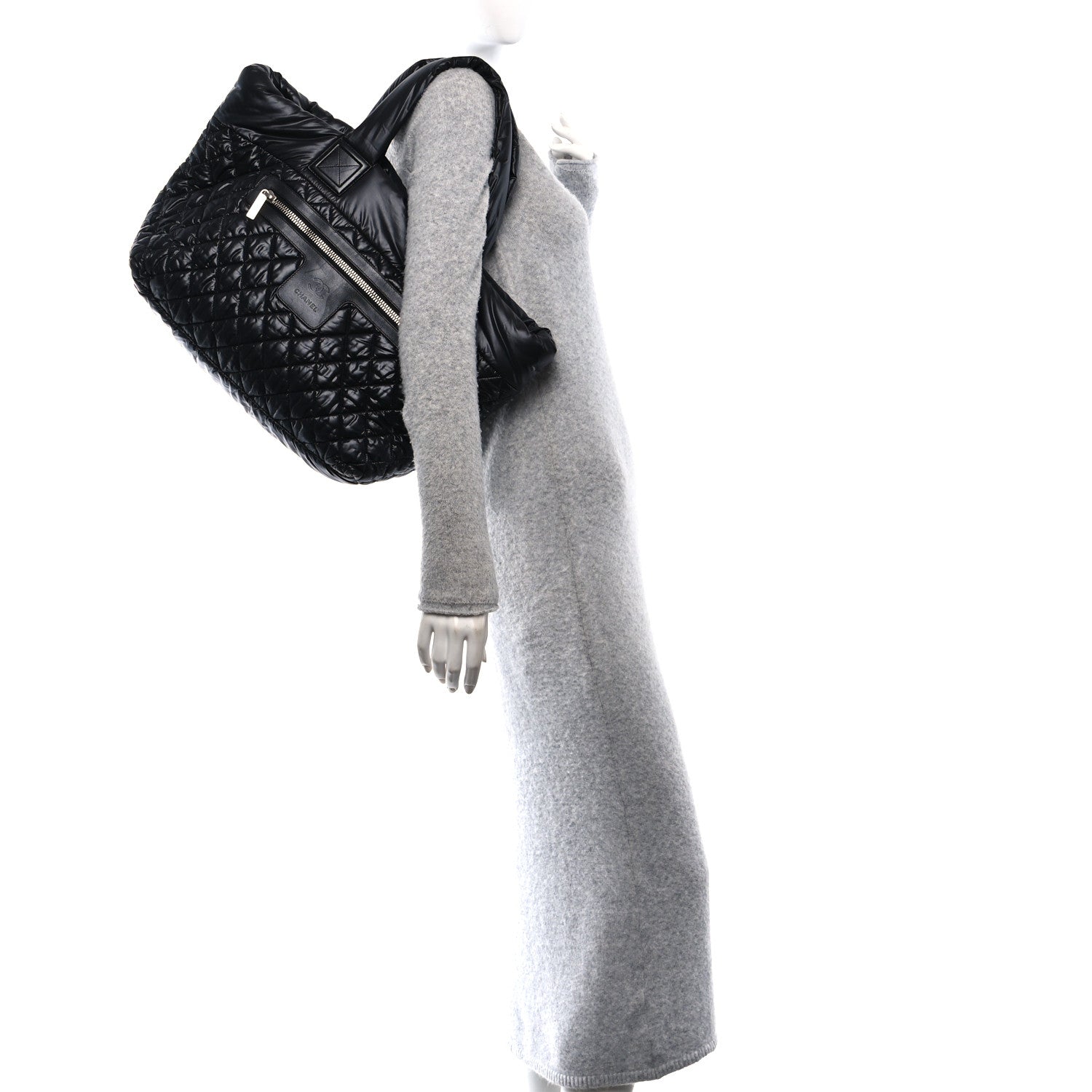 Chanel Nylon Quilted Large Coco Cocoon Tote Black 2 of 10