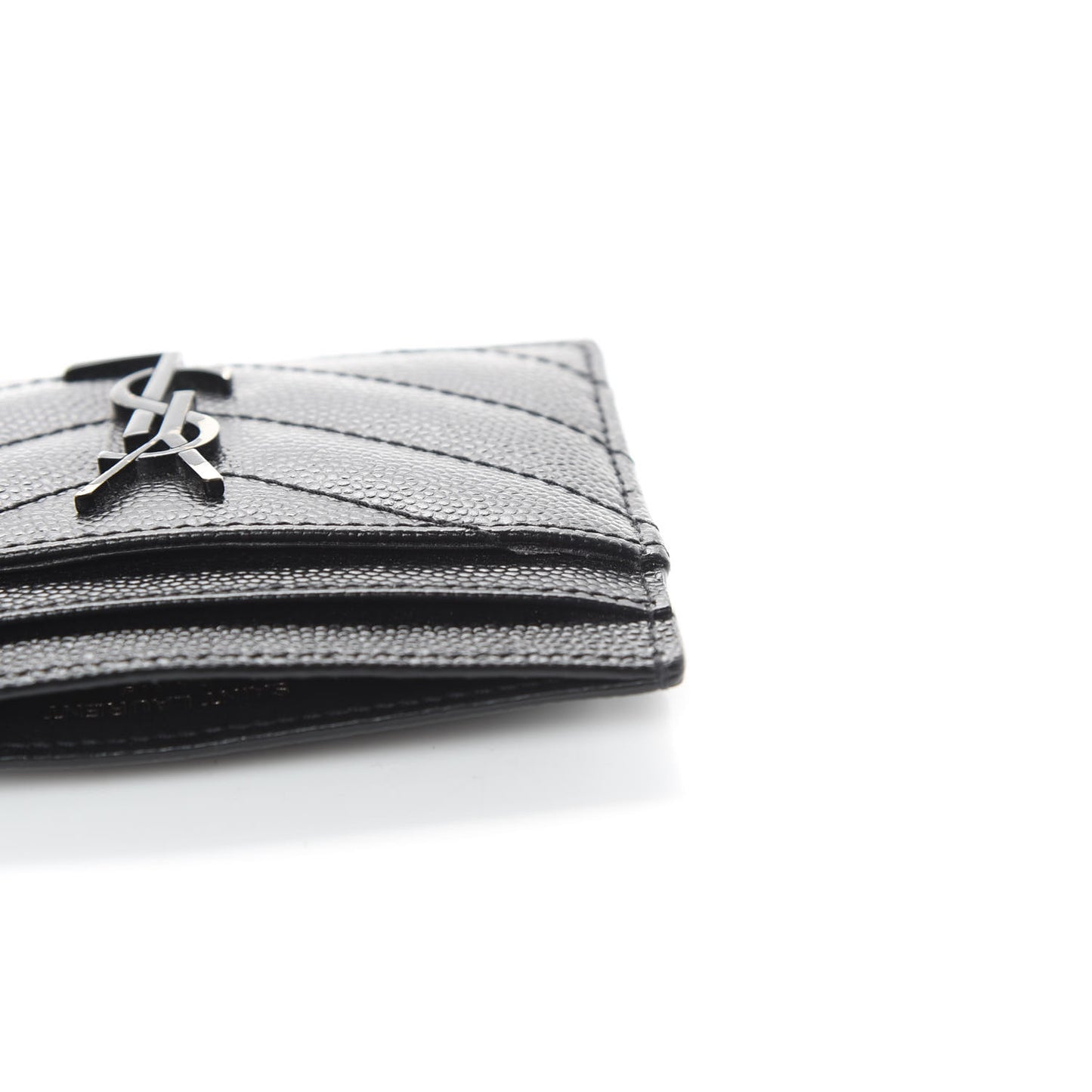 Grain De Poudre Matelasse Chevron Monogram Credit Card Case Black