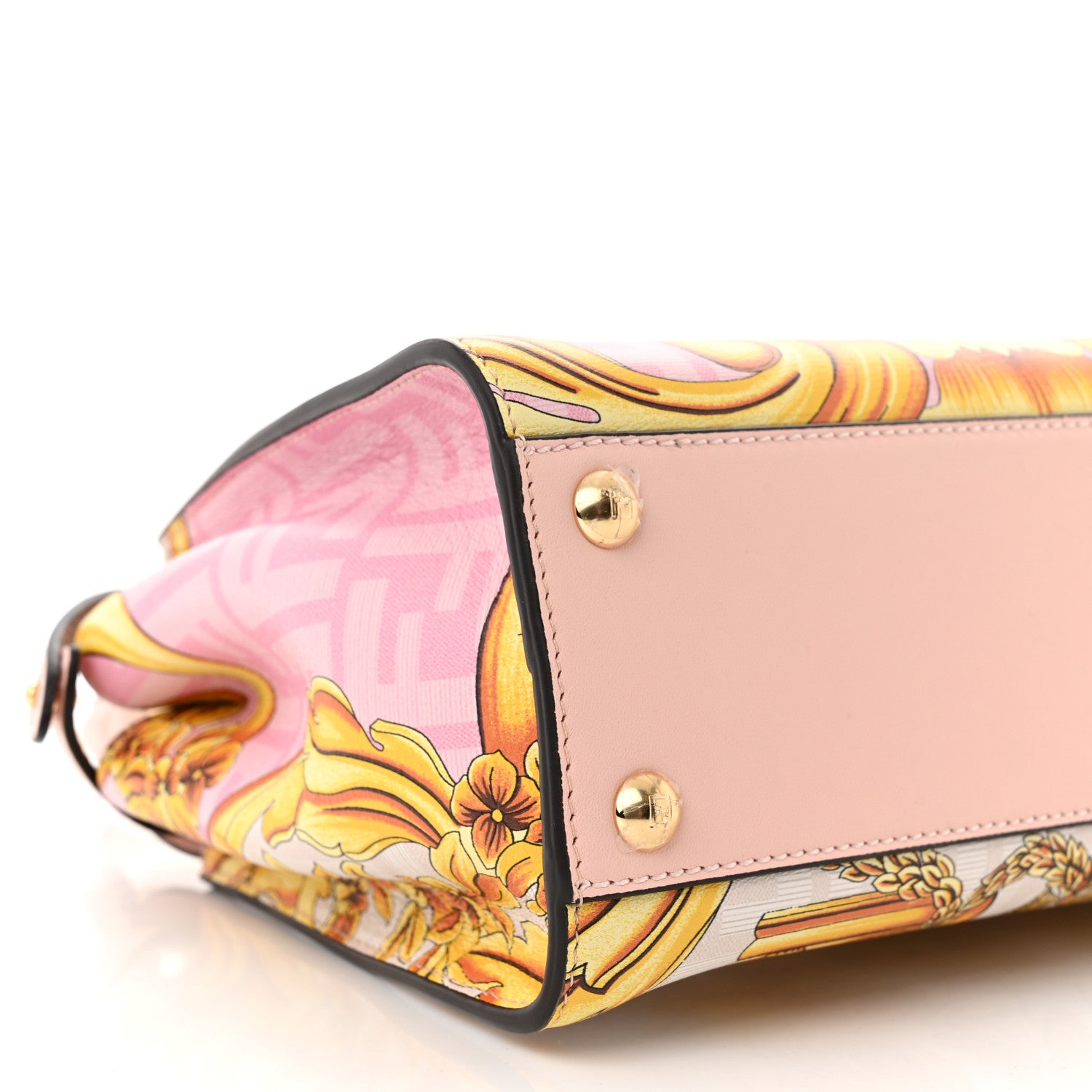 Fendi X VERSACE Vitello Seta Nappa Fendace FF Baroque Mini Peekaboo Iconic Satchel Pink Gold 10 of 11