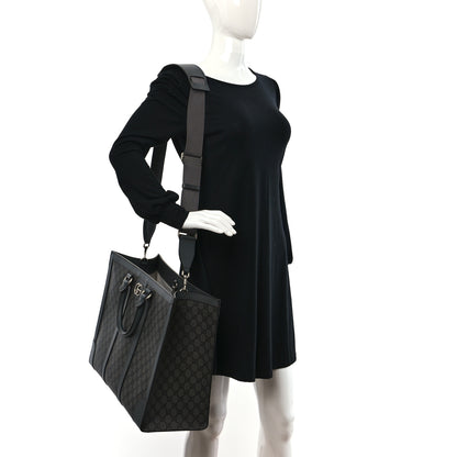 Gucci GG Supreme Monogram Textured Dollar Calfskin Large Ophidia Tote Bag Grey Black Graphite Grey 2 of 13