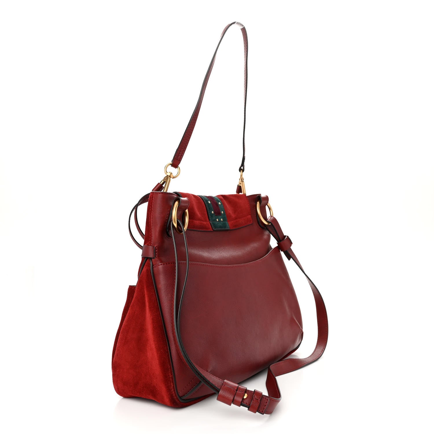 Chloe Suede Embellished Medium Lexa Shoulder Bag Sienna Red 3 of 14