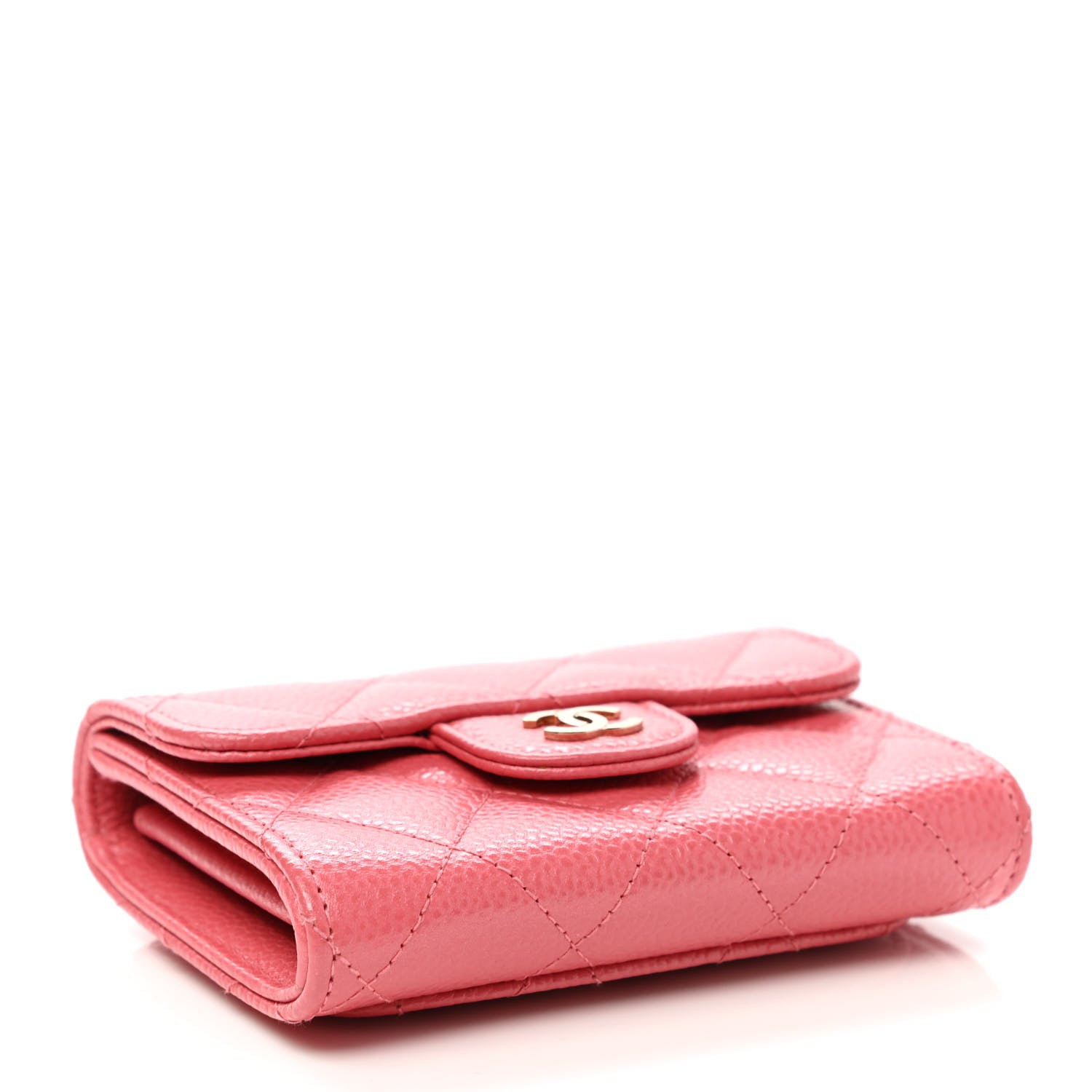 Chanel Metallic Caviar Quilted Flap Card Holder Pink 4 of 9