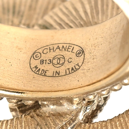 Chanel Enamel CC Baroque Ring 52 6 Beige Gold 4 of 4