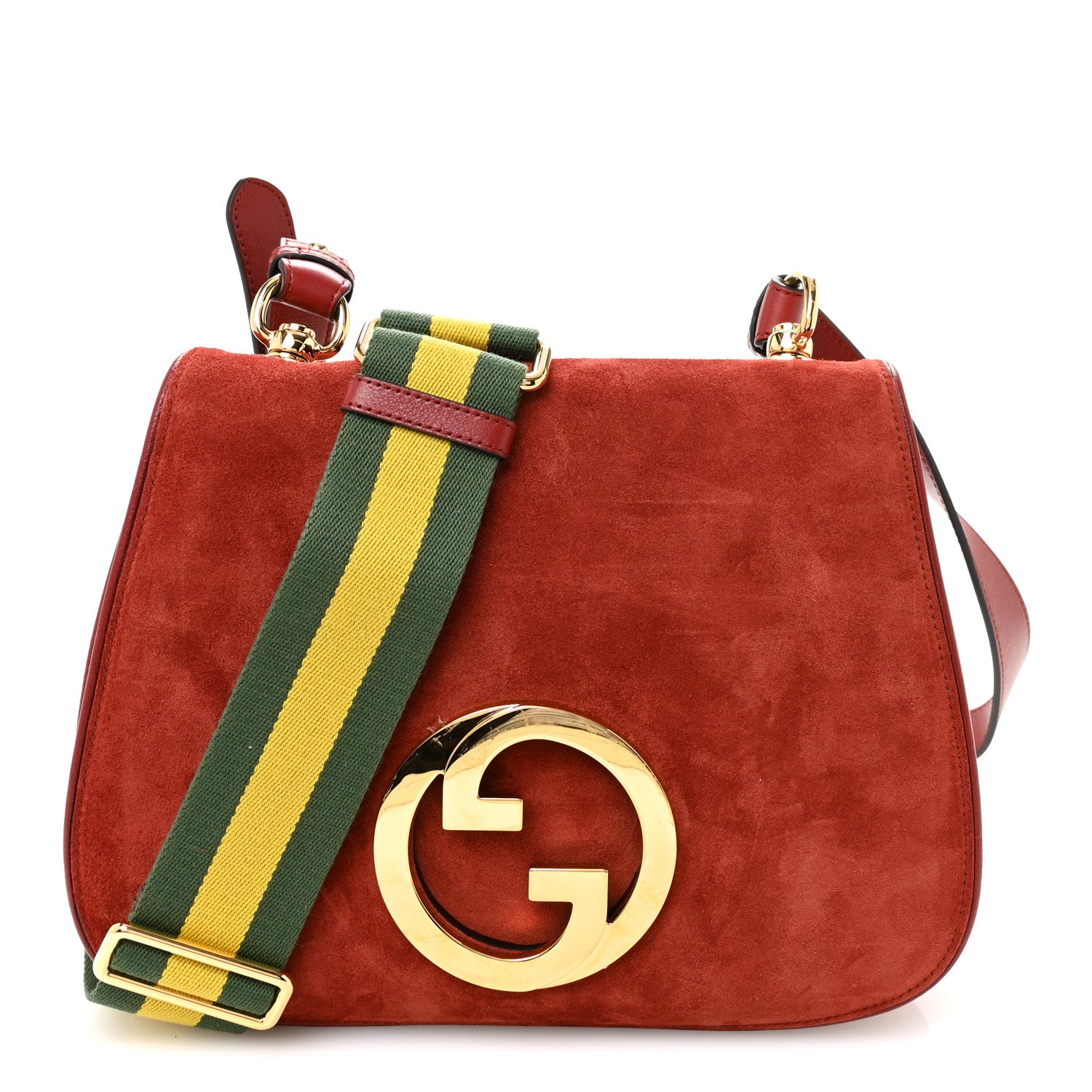 Gucci Suede Talco Roxy Calfskin Web Medium Blondie Shoulder Flap Bag Blondie Red 1 of 10