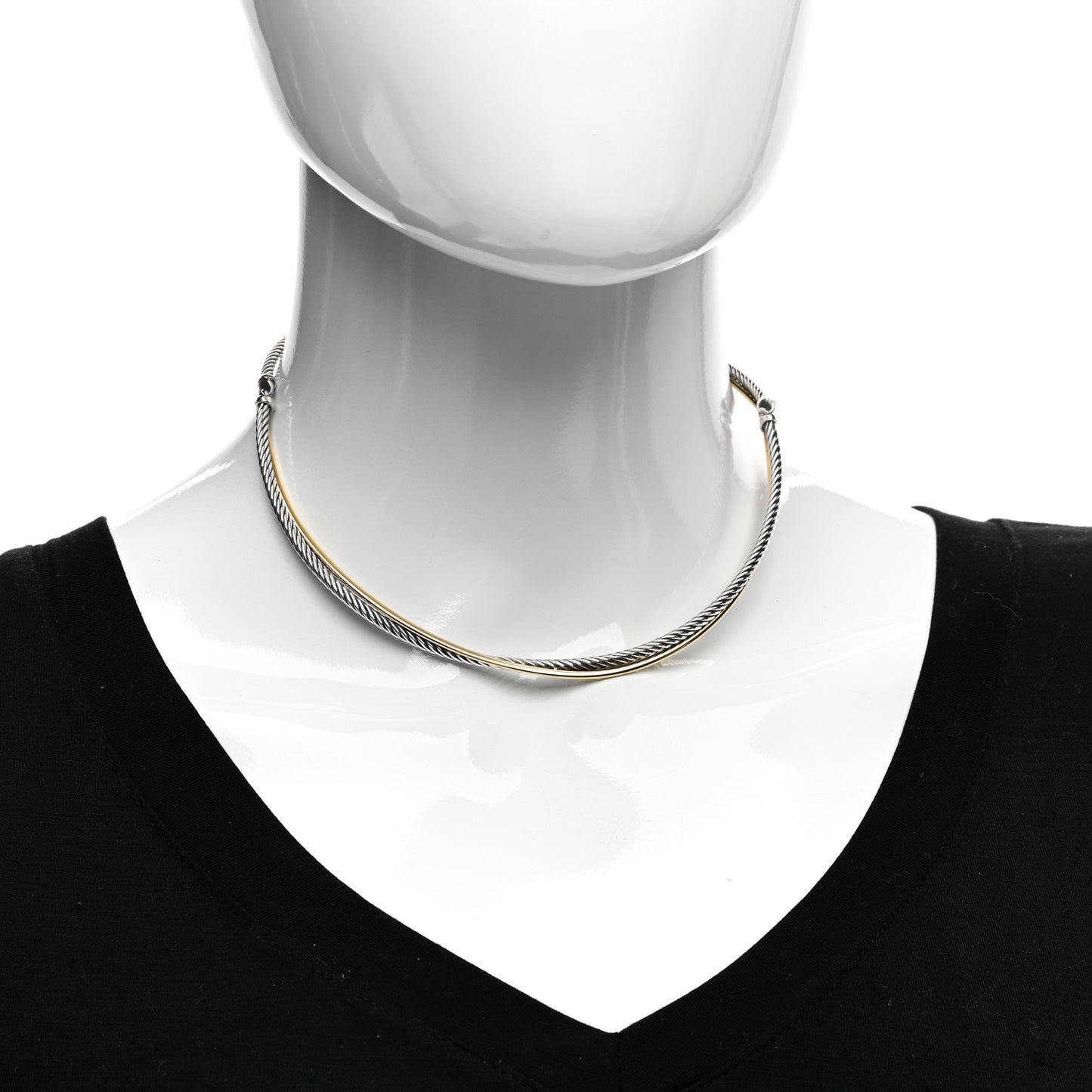 Sterling Silver 18K Yellow Gold Crossover Cable Choker Necklace