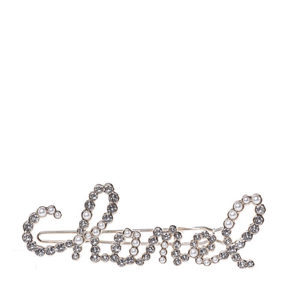 Chanel Metal Glass Swirling Pearls Hair Clip Gold 1 of 4