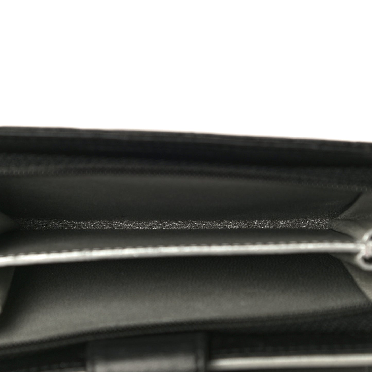 Lambskin Camellia Embossed Zipped Pocket Wallet Black