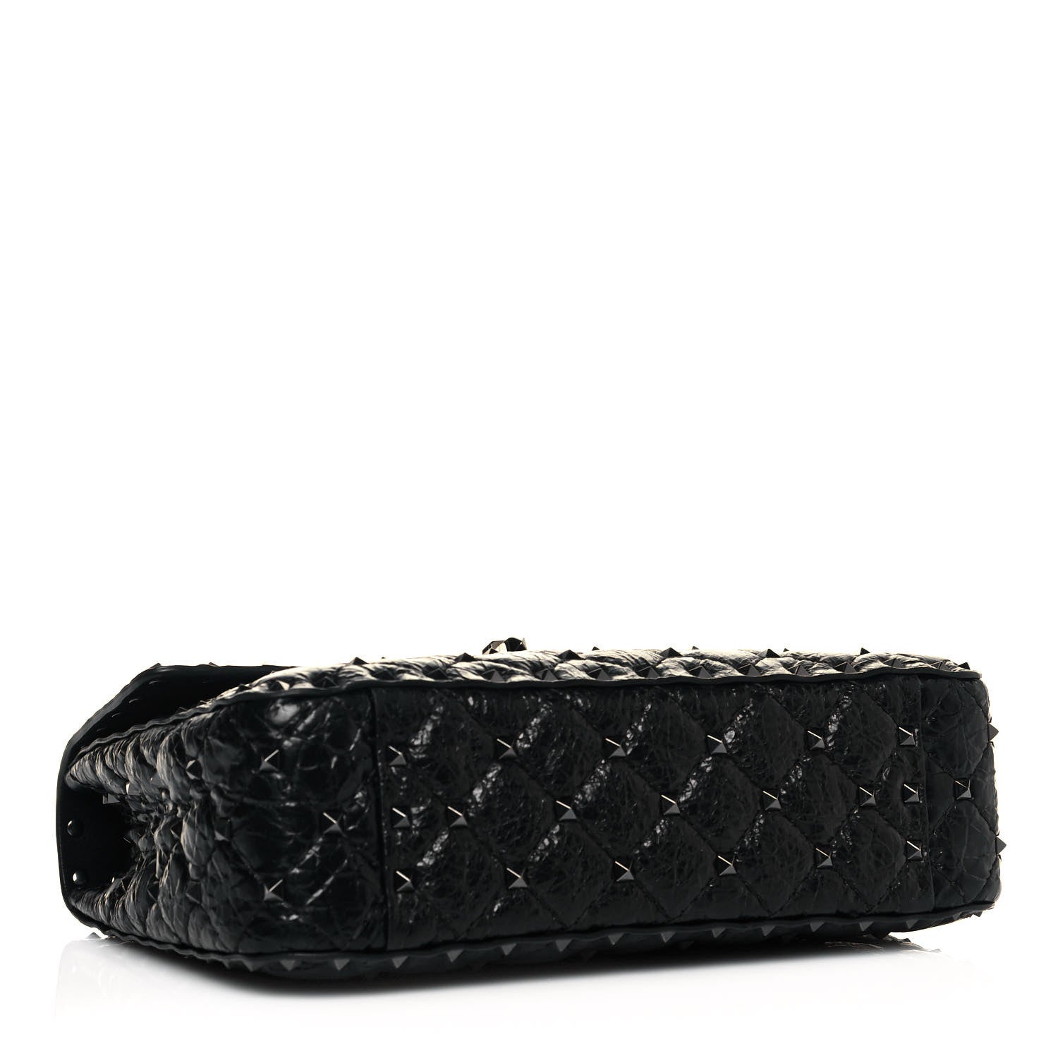 Valentino Garavani Craquele Nappa Medium Rockstud Spike Shoulder Bag Black 4 of 11