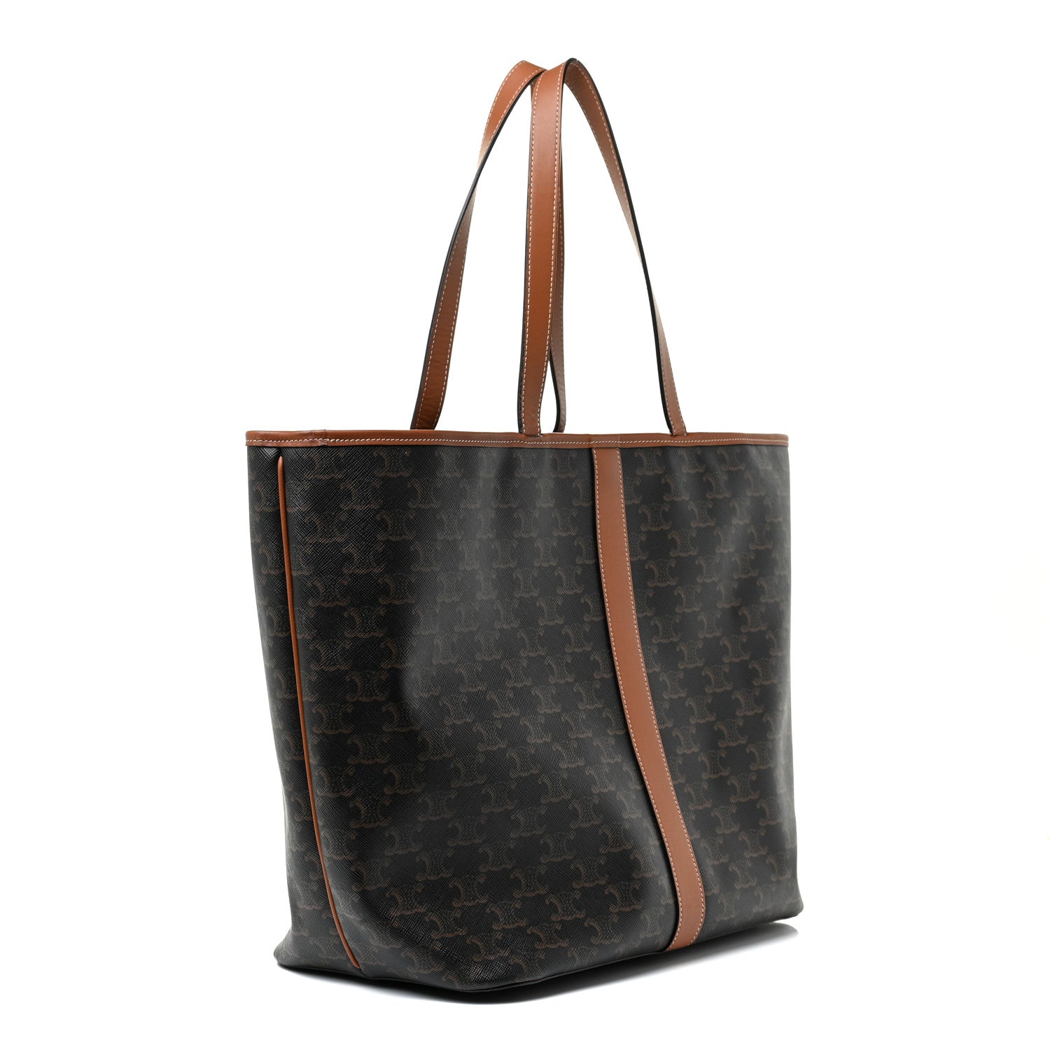 Celine Triomphe Canvas Calfskin Medium Cabas Bag Tan 3 of 19