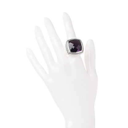 David Yurman Sterling Silver Diamond Amethyst 20mm Albion Statement Ring 52 6 2 of 5