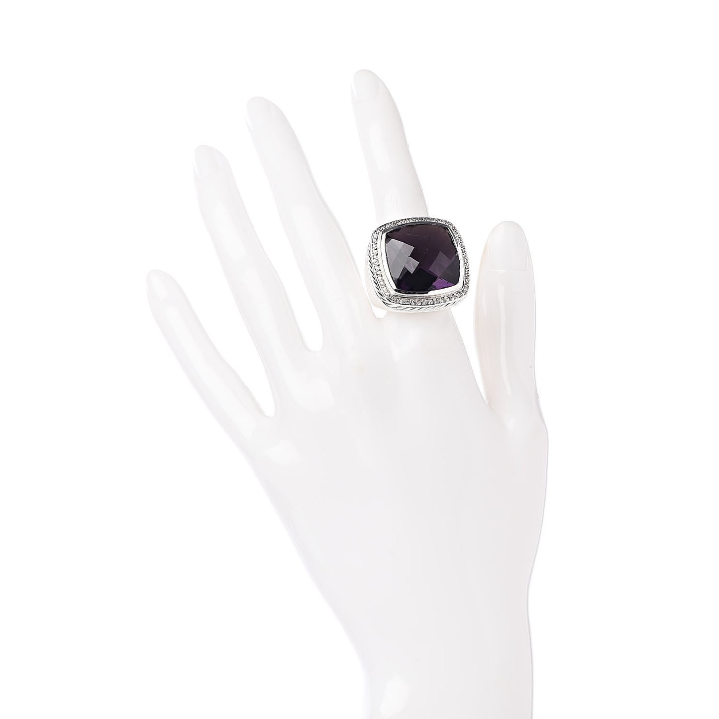 Sterling Silver Diamond Amethyst 20mm Albion Statement Ring 52 6