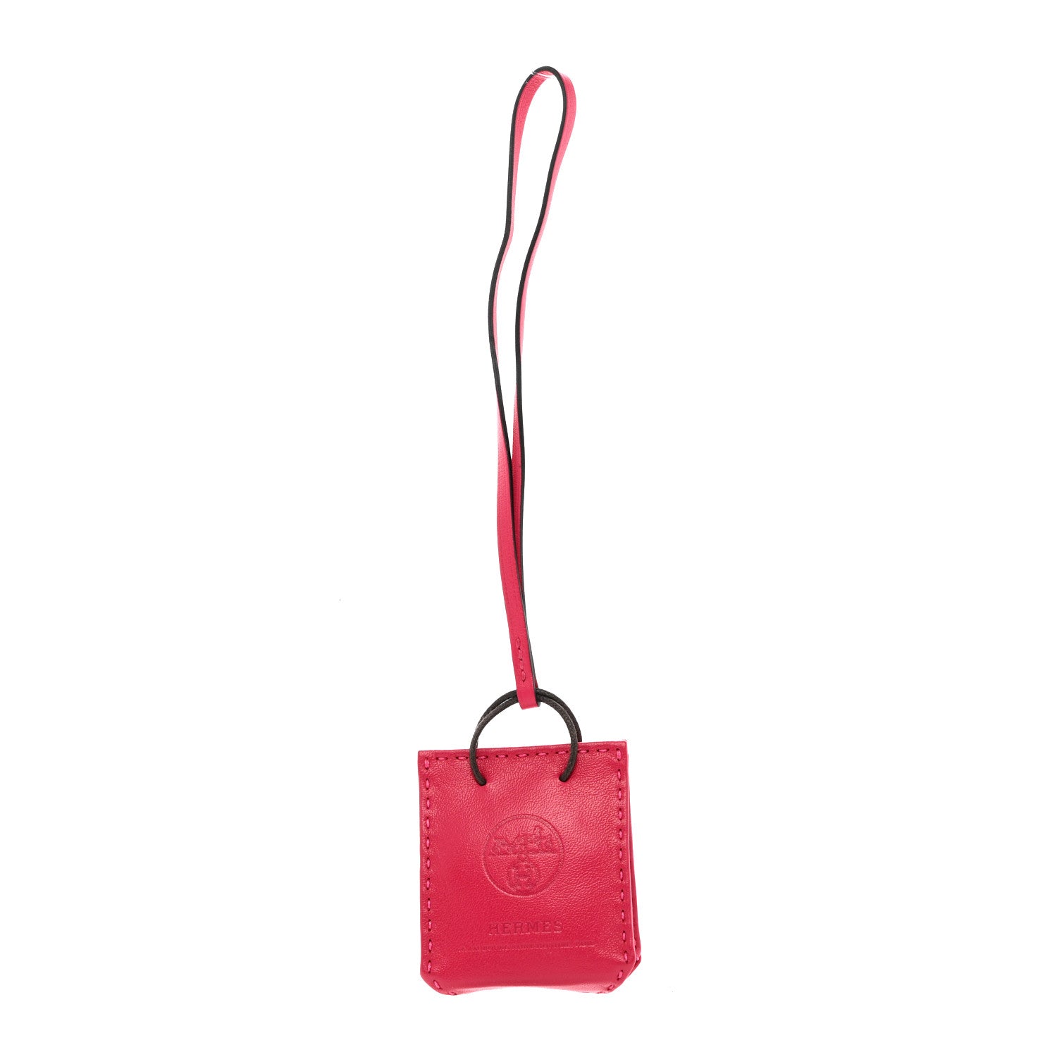 Hermes Milo Lambskin Swift Shopping Bag Charm Rose Mexico 1 of 4