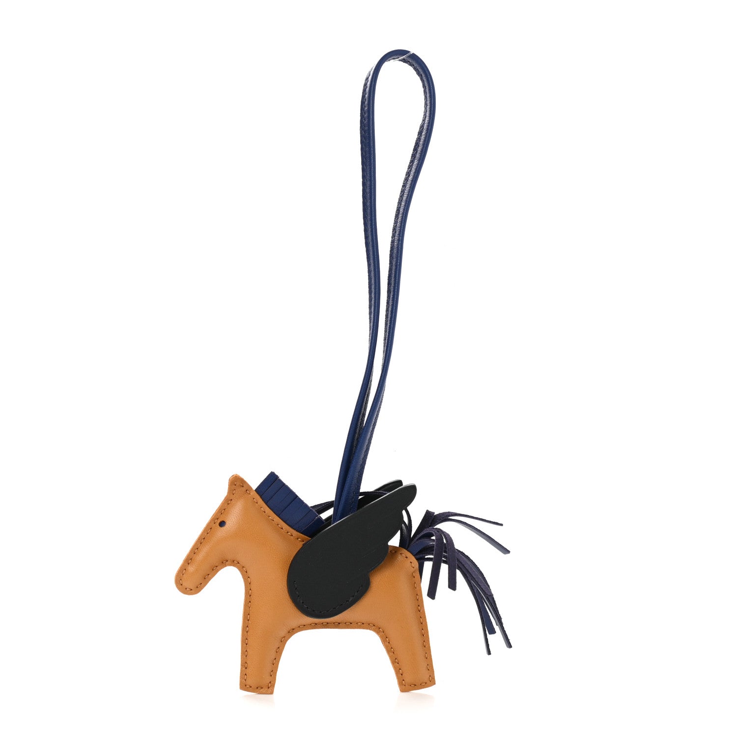 Hermes Milo Lambskin Grigri Rodeo Pegase Horse Bag Charm PM Sesame Black Bleu Saphir 1 of 5