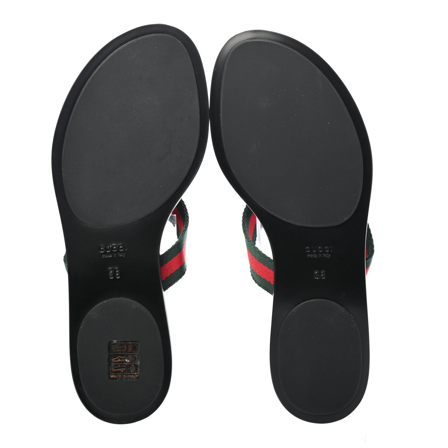 Nylon Guccissima Web Womens Thong Sandals 38 Green Red Black