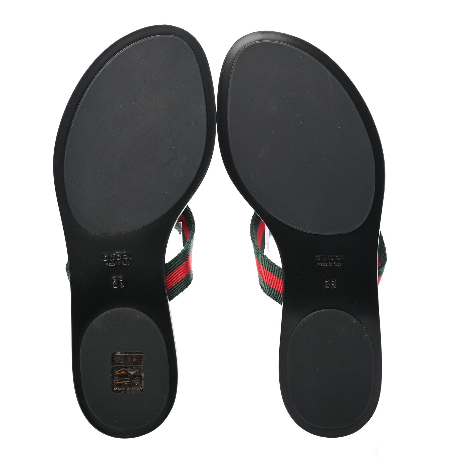 Gucci Nylon Guccissima Web Womens Thong Sandals 38 Green Red Black 5 of 7