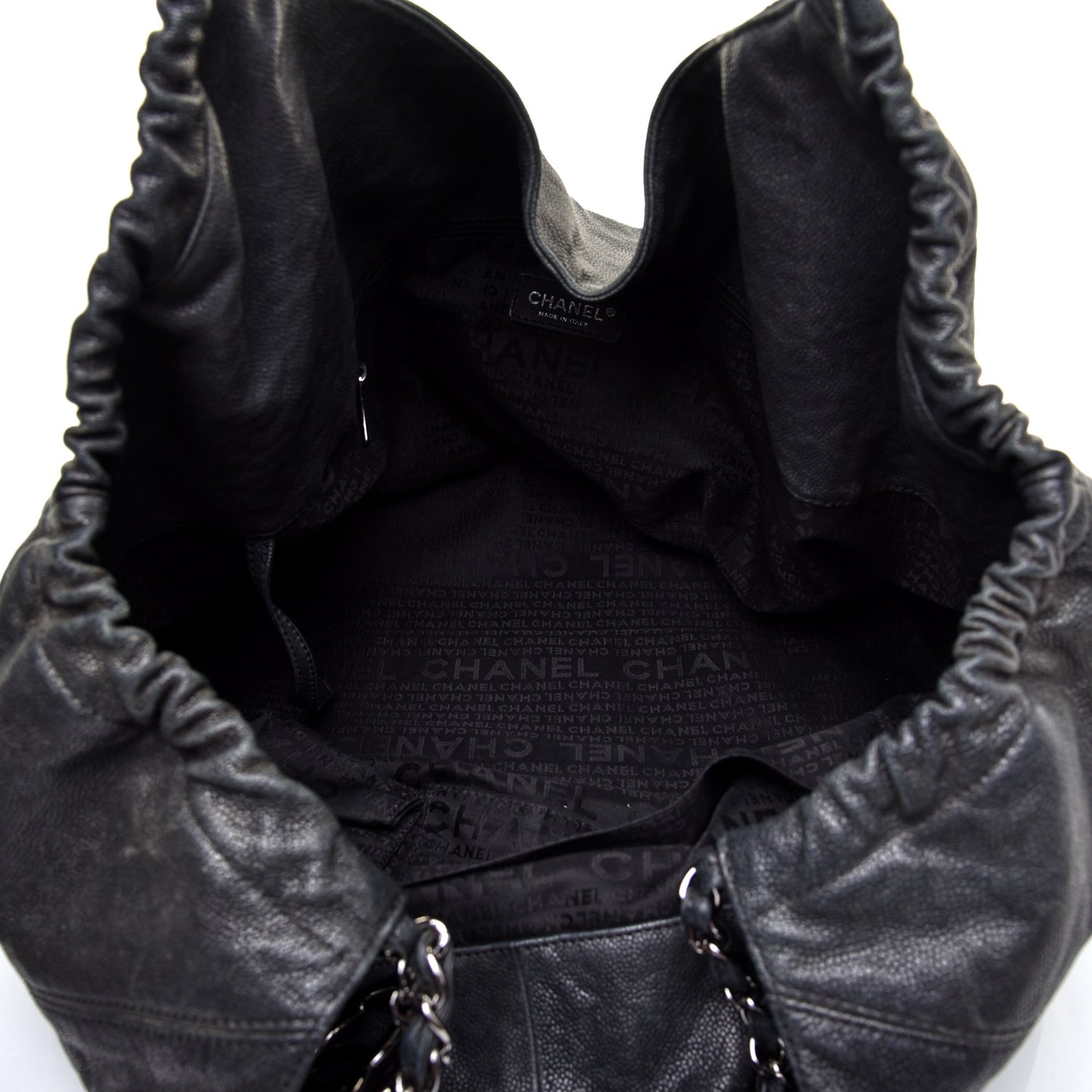 Distressed Caviar XL Coco Cabas Black
