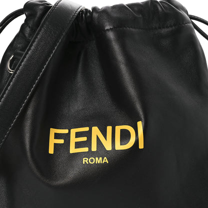 Fendi Soft Nappa Logo Small Drawstring Pouch Bag Black Sunflower 15 of 19