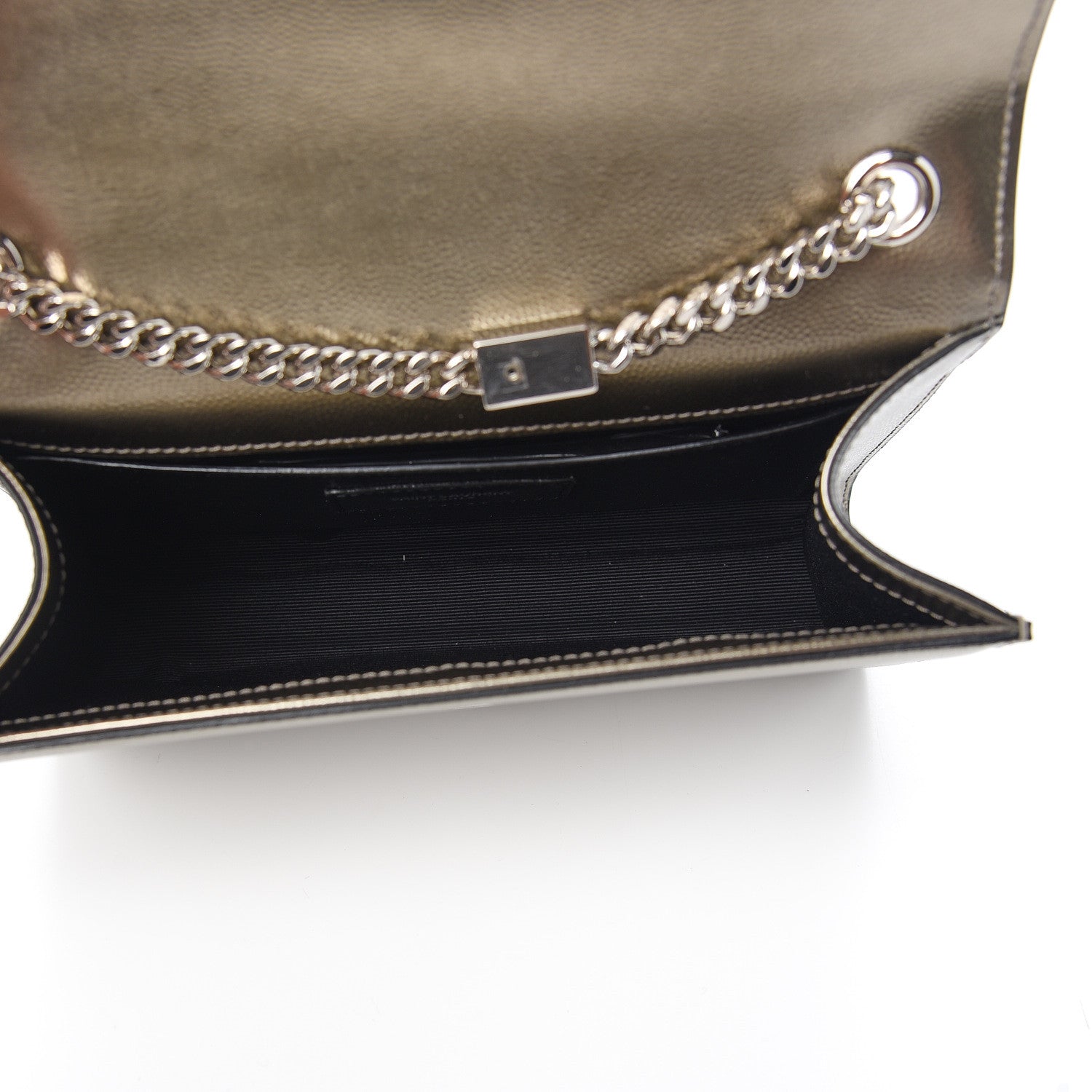 Saint Laurent Grain De Poudre Small Monogram Kate Satchel Gold 4 of 8