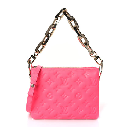 Louis Vuitton Calfskin Embossed Monogram Coussin BB Rose Fluo 1 of 9