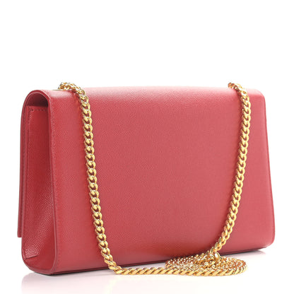 Saint Laurent Grain De Poudre Medium Monogram Kate Satchel Red 3 of 11