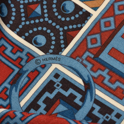 Hermes Cashmere Silk Colliers de Chiens Shawl 140 Rouge Petrole Canard 8 of 10