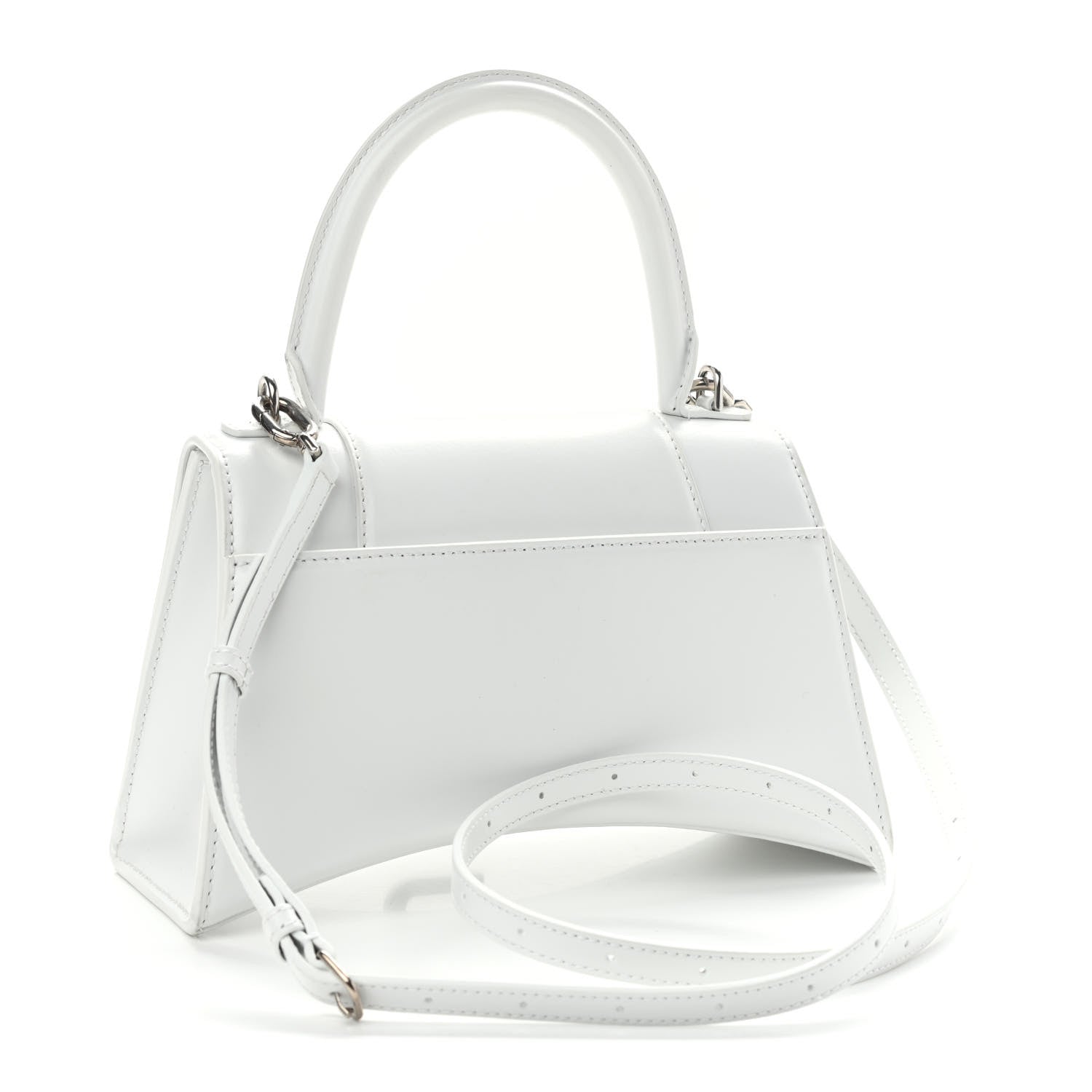 Balenciaga Shiny Box Calfskin Tonal B Small Hourglass Top Handle Bag White 3 of 10