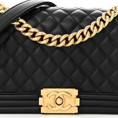 Chanel Lambskin Quilted Medium Boy Flap Black 8 of 10