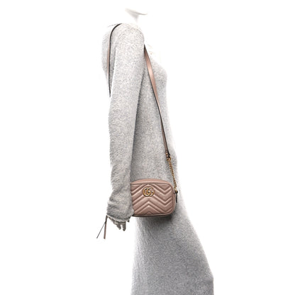 Gucci Calfskin Matelasse Mini GG Marmont Chain Shoulder Bag Porcelain Rose 2 of 10