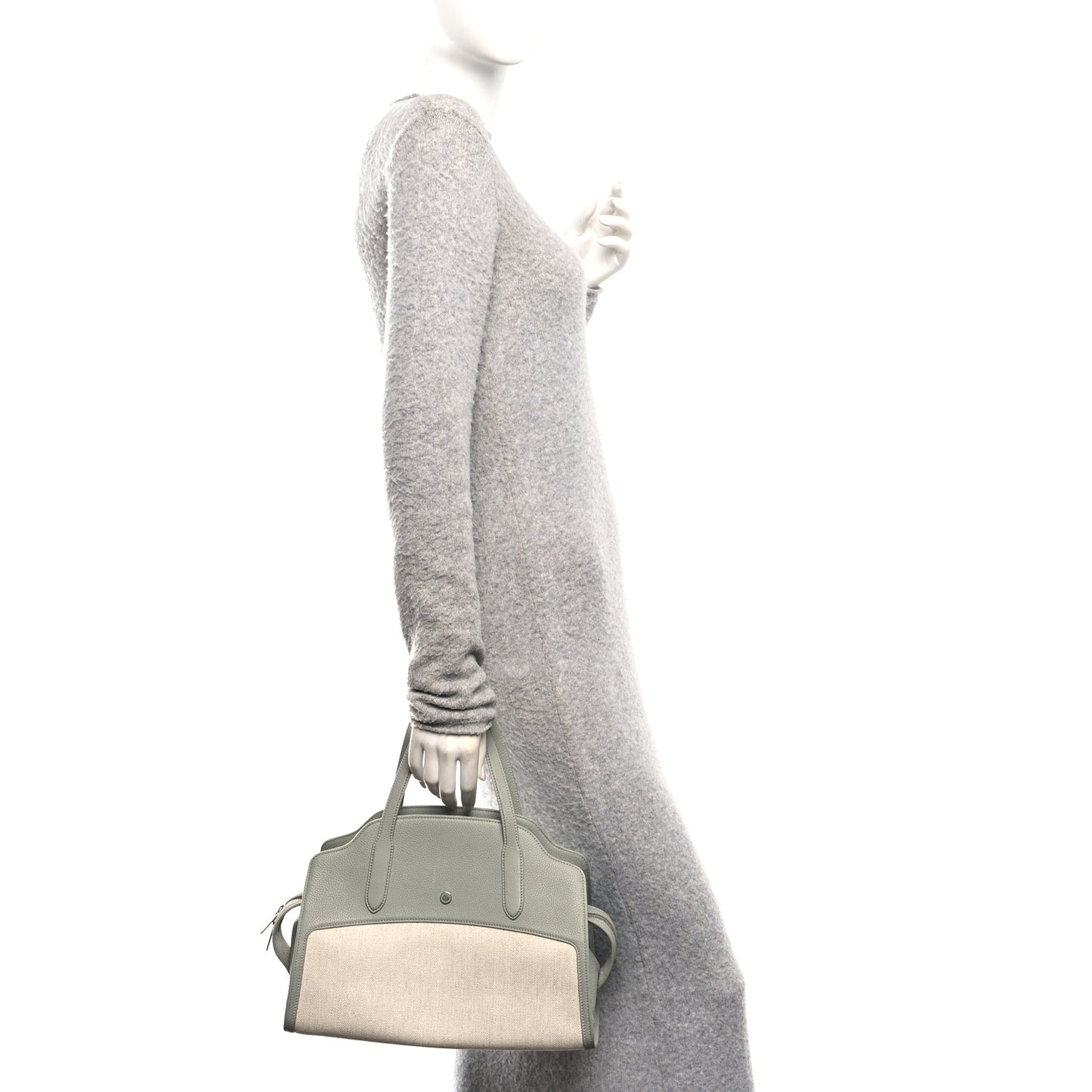 Grained Calfskin Canvas Large Sesia Eucalyptus