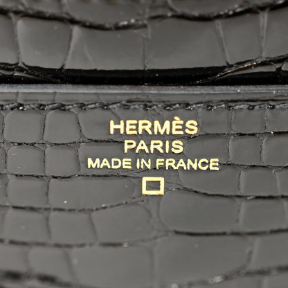 Hermes Shiny Alligator Monochrome Constance Long Wallet Black 6 of 11