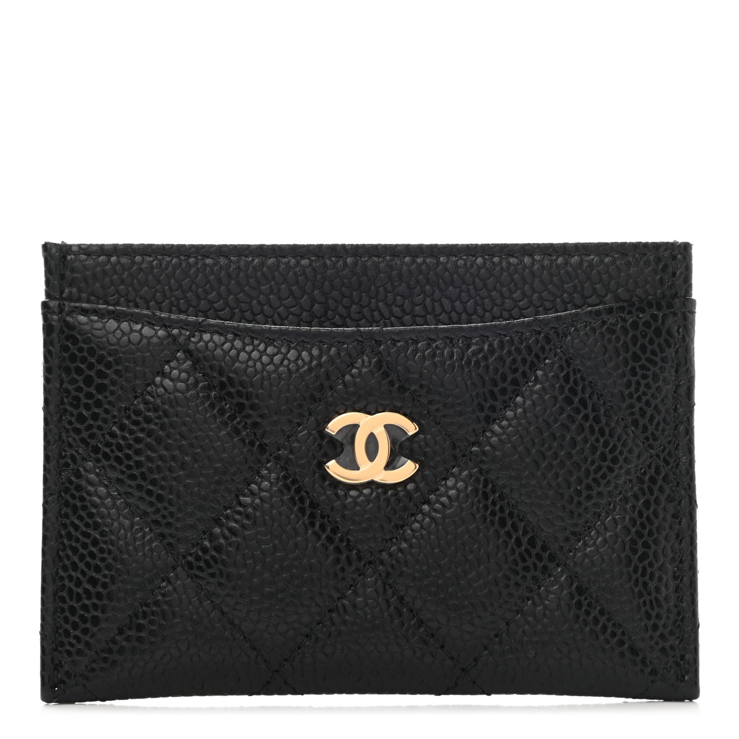 Caviar Quilted Card Holder Black