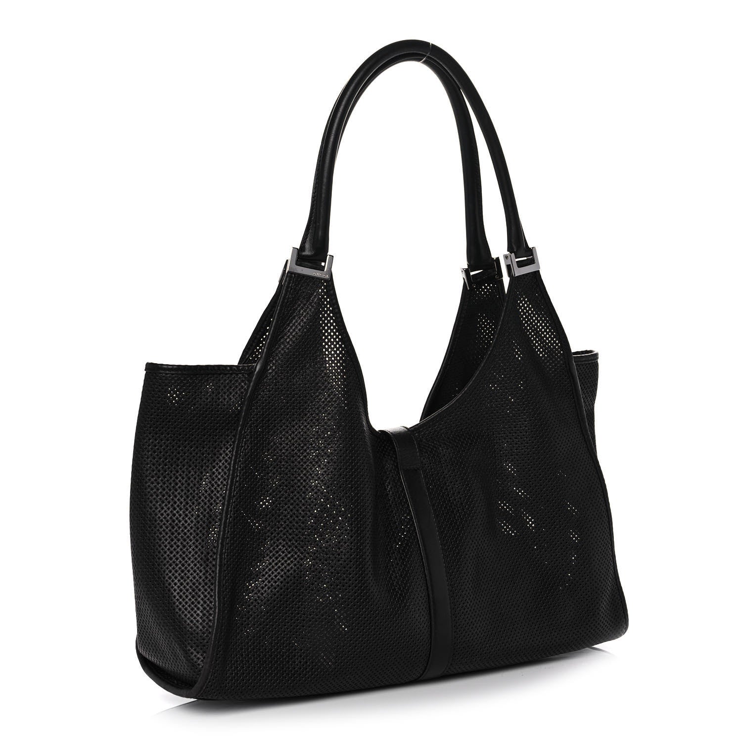 Gucci Perforated Calfskin Jackie O Hobo Black 4 of 14