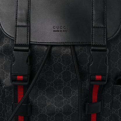 Gucci Soft GG Supreme Monogram Appia Calfskin Web Double Buckle Backpack Black 8 of 14
