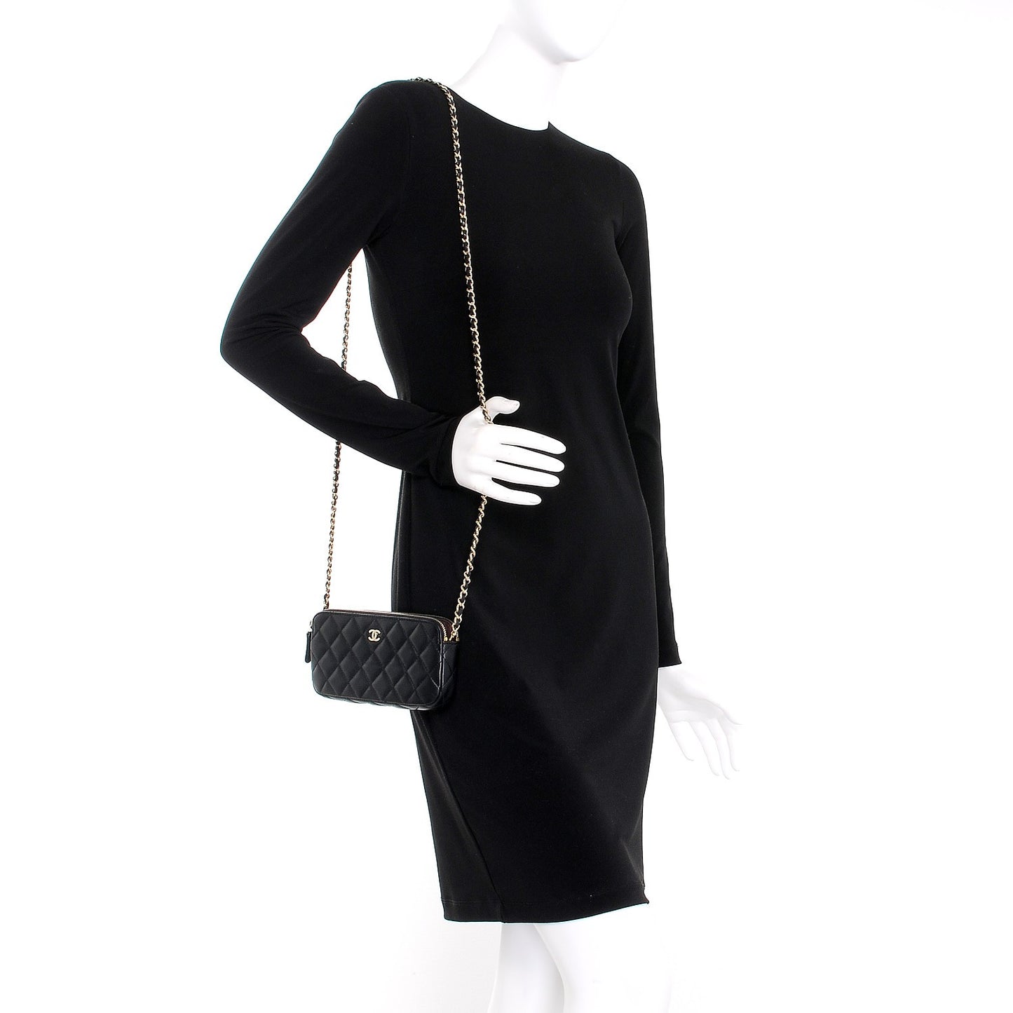 Lambskin Quilted Small Clutch With Chain Black