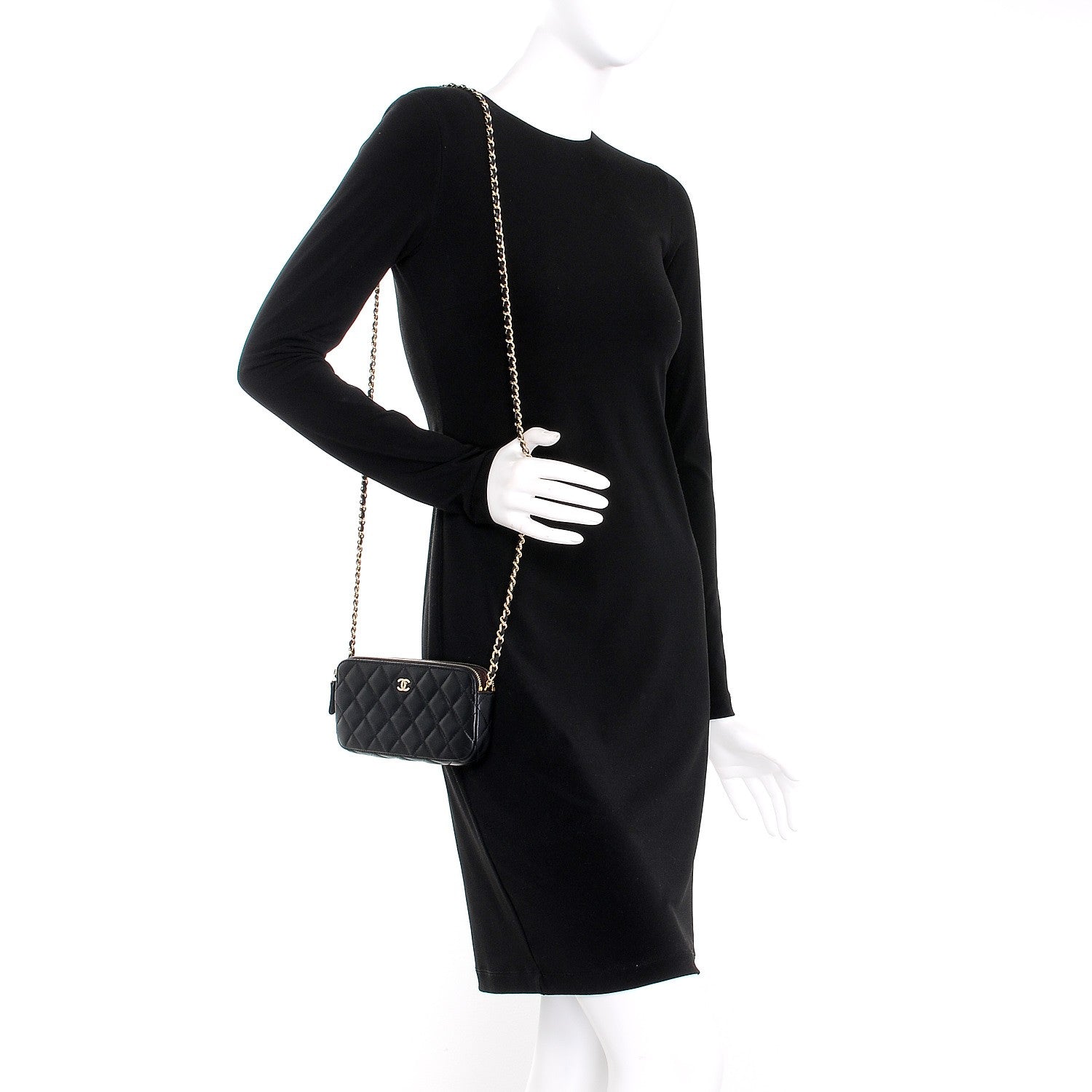 Chanel Lambskin Quilted Small Clutch With Chain Black 2 of 9