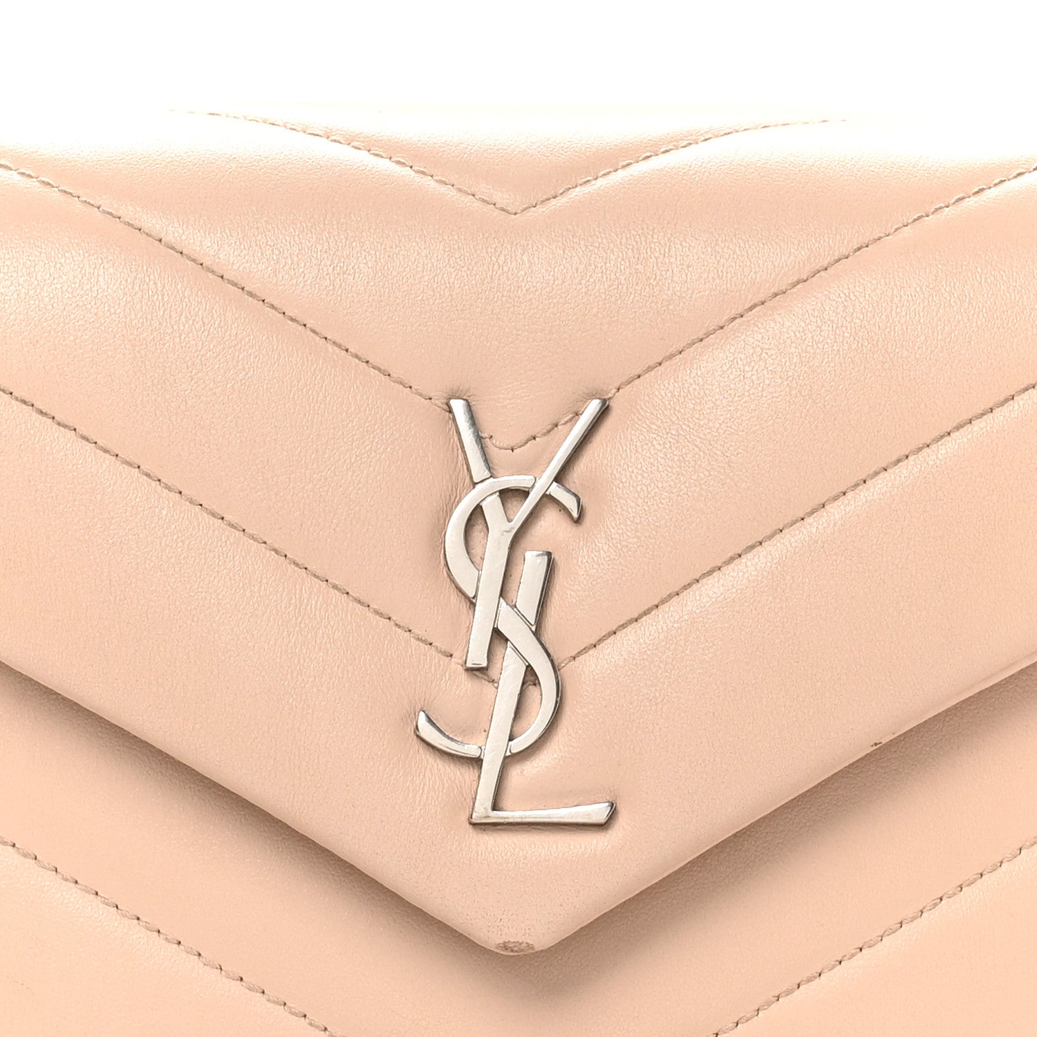 Saint Laurent Calfskin Y Quilted Monogram Toy Loulou Crossbody Bag Nude Powder 8 of 10