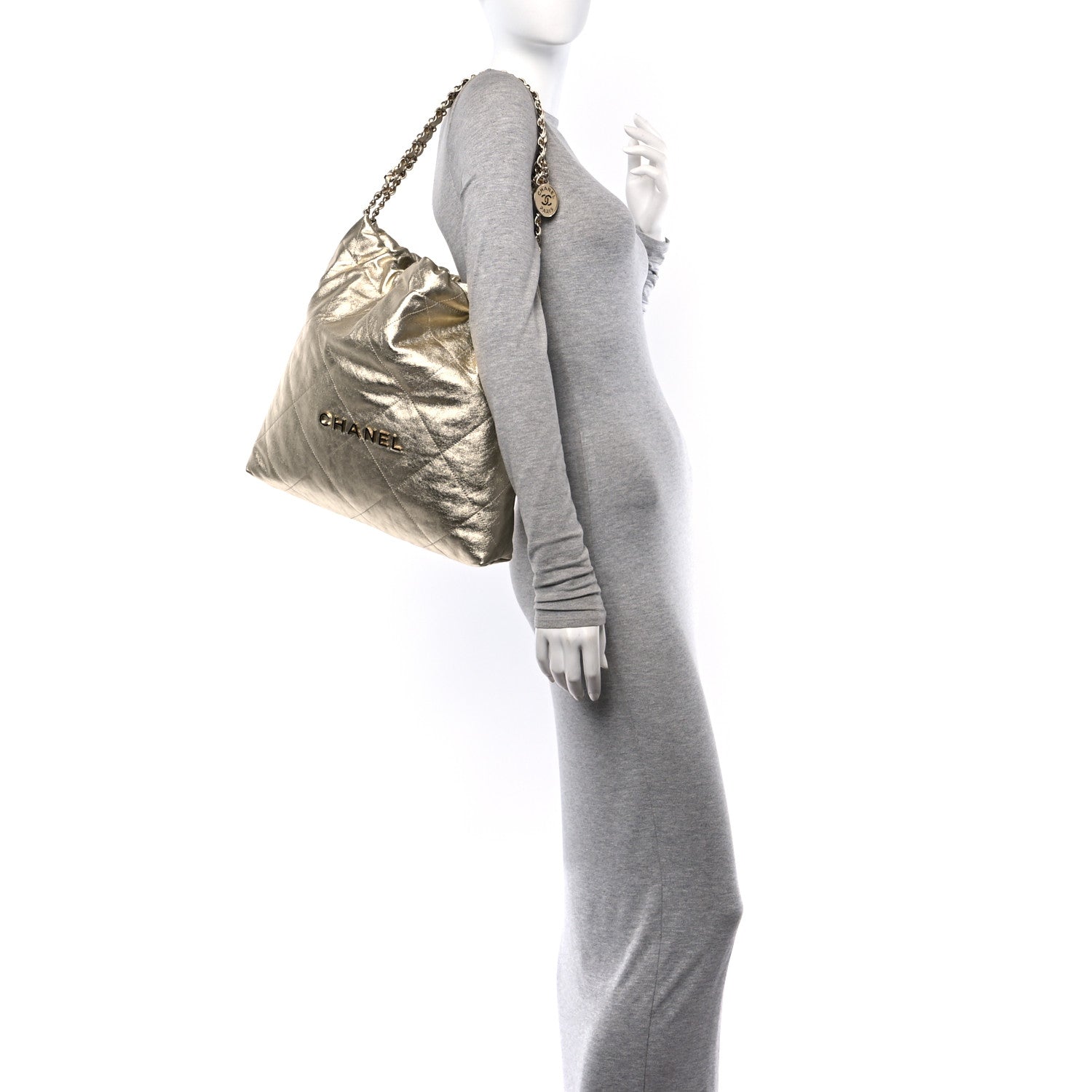 Chanel Metallic Calfskin Quilted Chanel 22 Golden 1617265