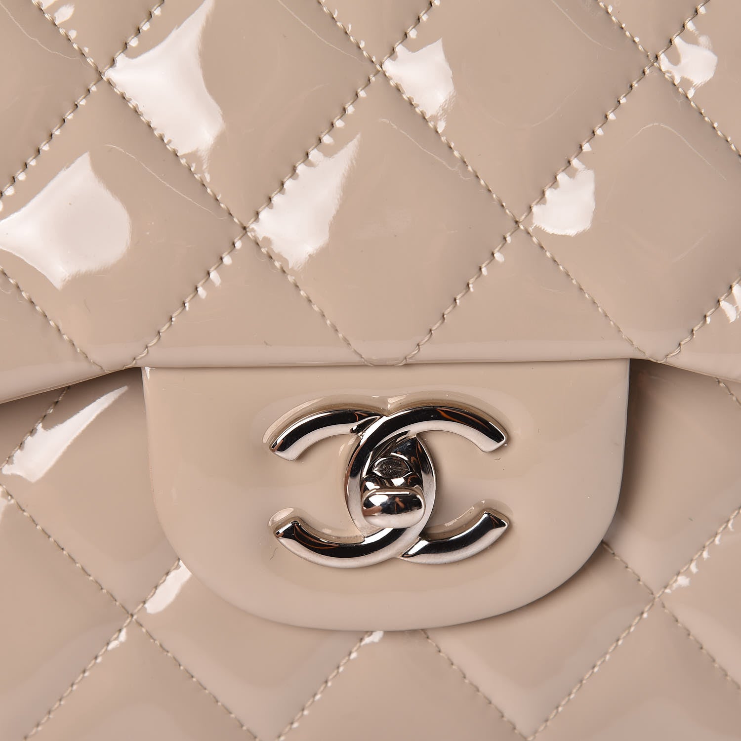 Chanel Patent Quilted Jumbo Double Flap Light Beige 11 of 11