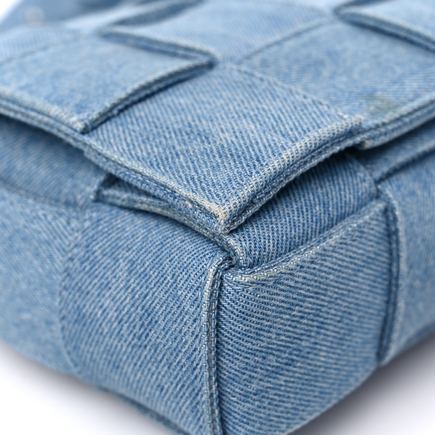 Denim Maxi Intrecciato Cassette Crossbody Bag Washed Indigo