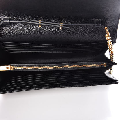 Saint Laurent Grain De Poudre Matelasse Chevron Monogram Chain Wallet Black 5 of 10