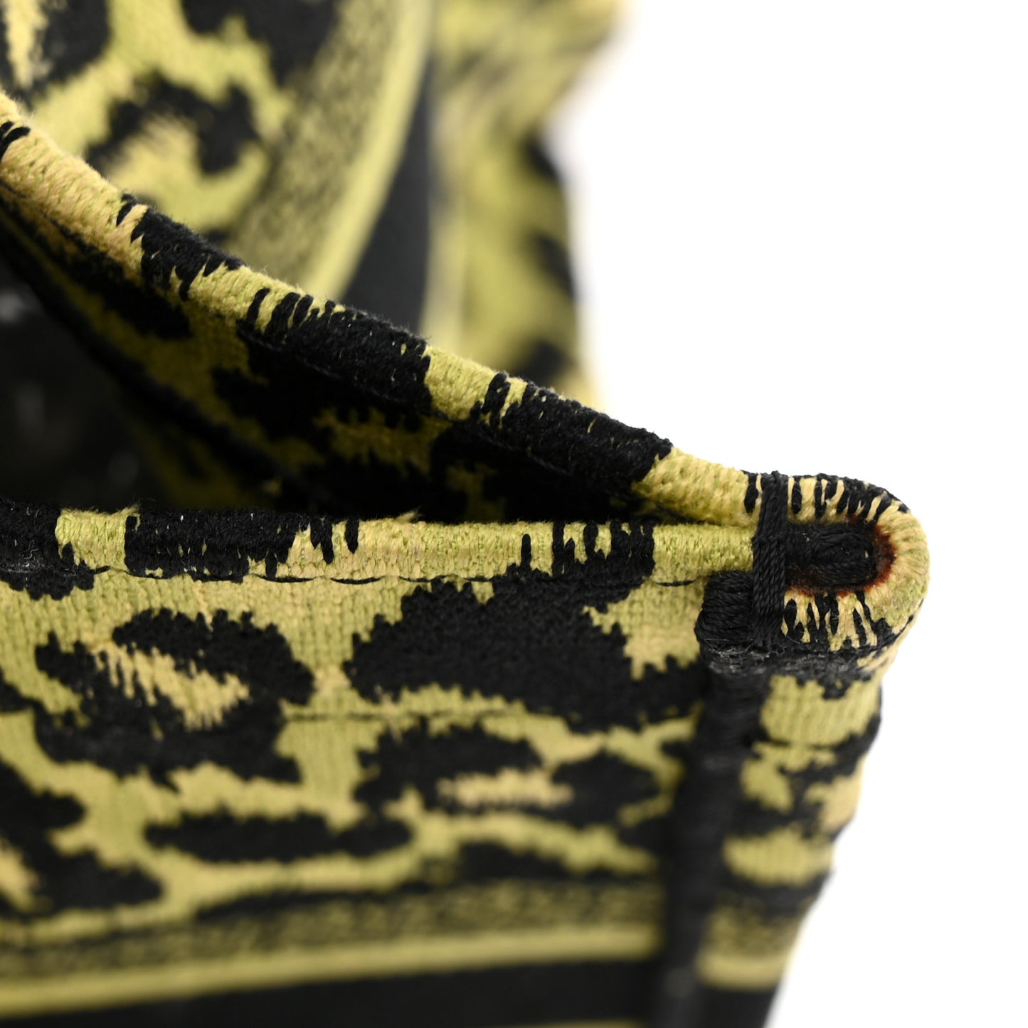 Canvas Mizza Embroidered Medium Leopard Book Tote Lime Pop