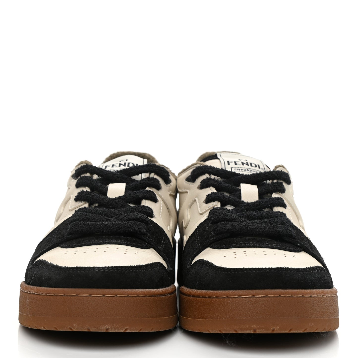 Suede Vitello Fendi Match Low Top Sneakers 40 Milk Black