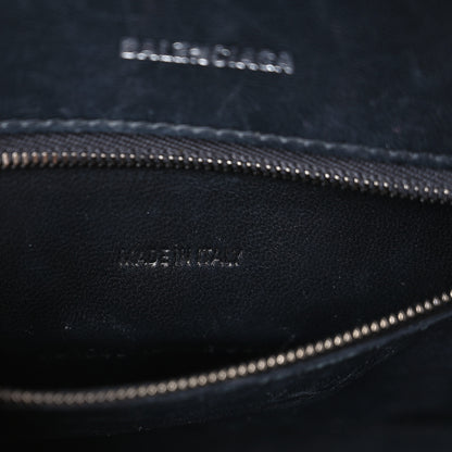 Balenciaga Shiny Calfskin Monochrome Crocodile Embossed Small Hourglass Top Handle Bag Black 7 of 14