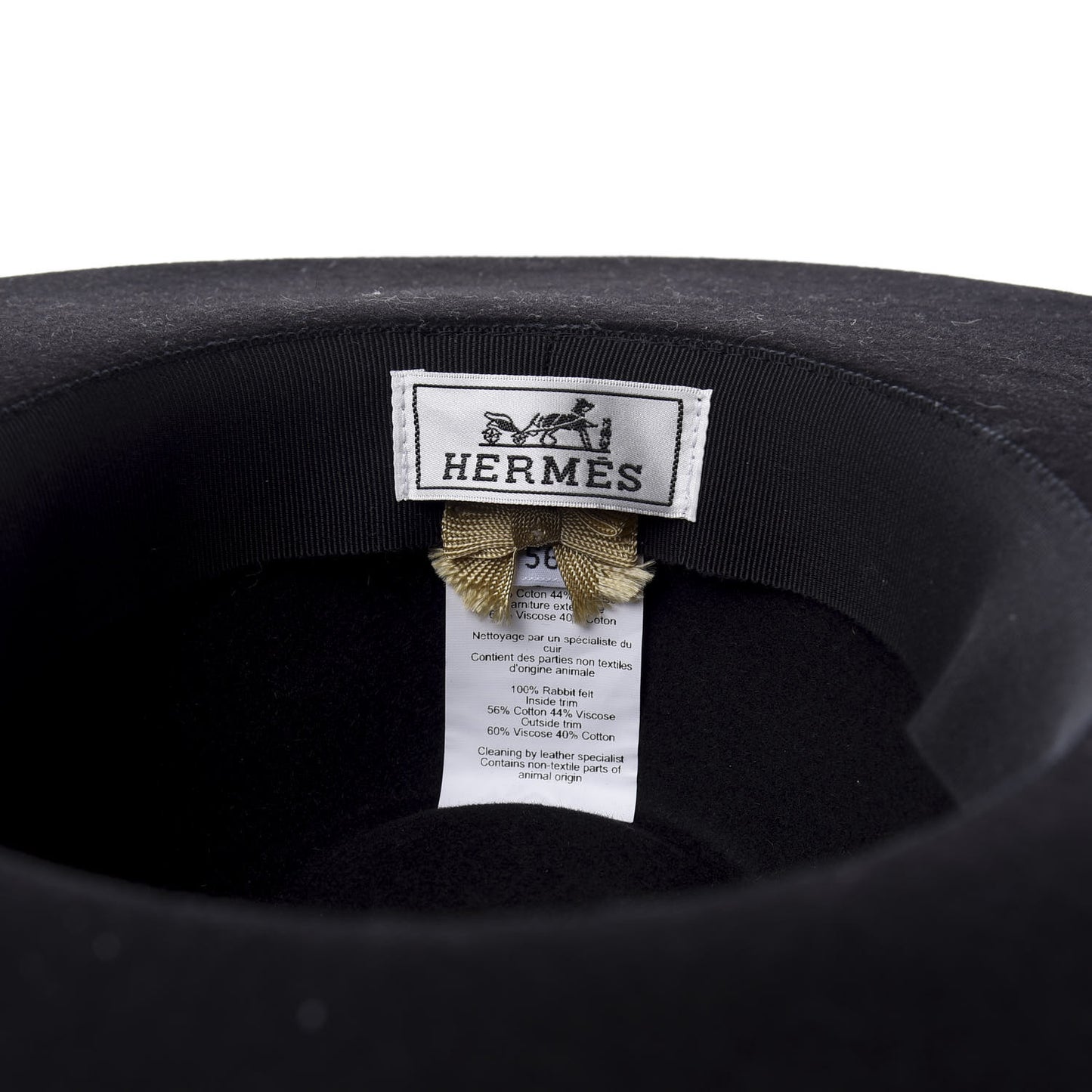 Rabbit Felt Laquered Gold Faubourg Pop H Hat 56 Black