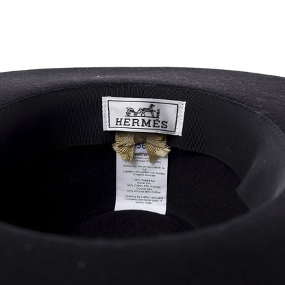 Hermes Rabbit Felt Laquered Gold Faubourg Pop H Hat 56 Black 7 of 7